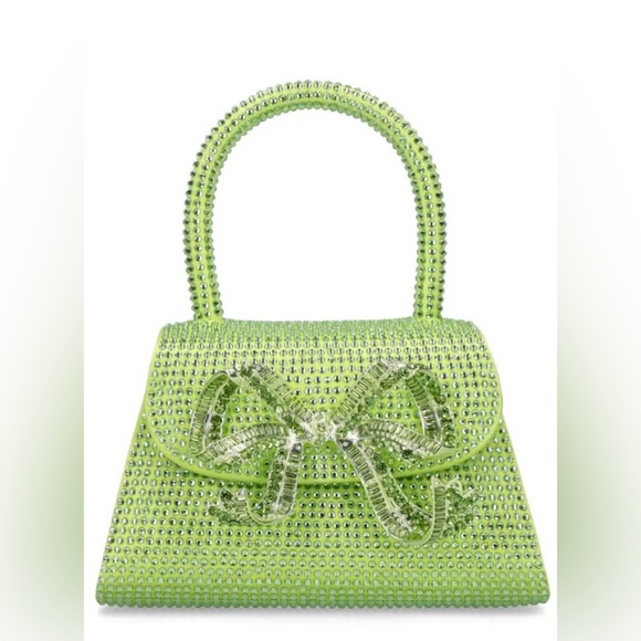 Self portrait mini lime green bow rhinestone bag - Picture 1 of 5